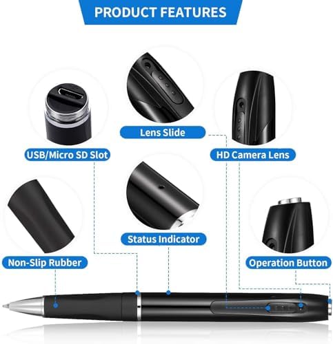 1080P WiFi Camera Pen, 32GB Card Included Portable Hidden Cam