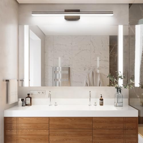 SineRise 40-Inch LED Modern Bathroom Vanity Light Bar, Brown Modern Acrylic Bathroom Wall Lighting Fixtures Over Mirror (Cool White 6000K)