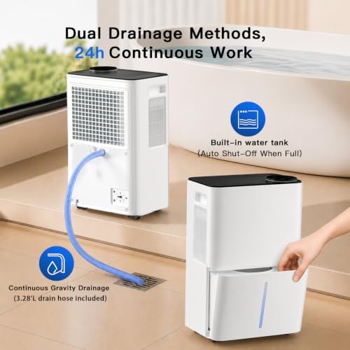 1000 Sq. Ft Smart Compressor Dehumidifier with Drain Hose for Home