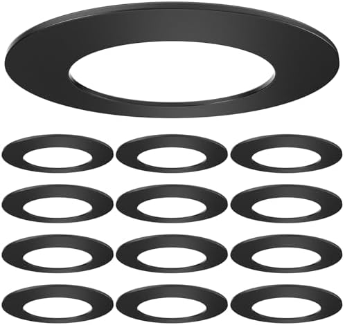 Sunco 12 Pack Goof Rings 4 Inch Recessed Lights, Can Light Trim Ring Flush Mount, Black Matte Finish, Durable Plastic Design, Ultra Thin