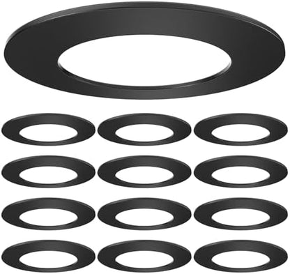 Sunco 12 Pack Goof Rings 4 Inch Recessed Lights, Can Light Trim Ring Flush Mount, Black Matte Finish, Durable Plastic Design, Ultra Thin