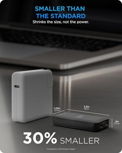 iHome GaN Universal Charger, USB C Block with Power Delivery, Folding Prongs, Travel Friendly, Compact for Phone, Tablet, and USB-C Devices (Black, 65W)