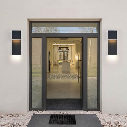 Tarentlight Modern Porch Lights with 2 Pack,Outdoor Indoor Integrated LED Wall Lights,2-Light Total 17W,3000K, Textured Black Finish,Outside Lights Waterproof for House Front Door Patio Garage