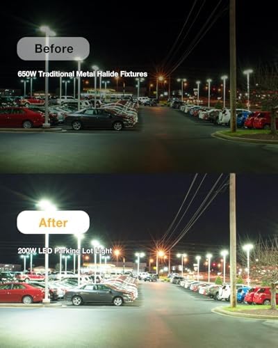 480V LED Parking Lot Light, 200W LED Shoebox Light AC 277-480V,UL & ETL, IP65 Waterproof Dusk to Dawn Parking Lot Light with Slip Mount, Outdoor Street Light for Parking Lot Sports Stadium