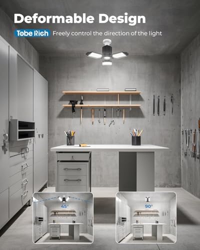 toberich LED Garage Lights 6 Pack, 8000LM Shop Lights 6500K