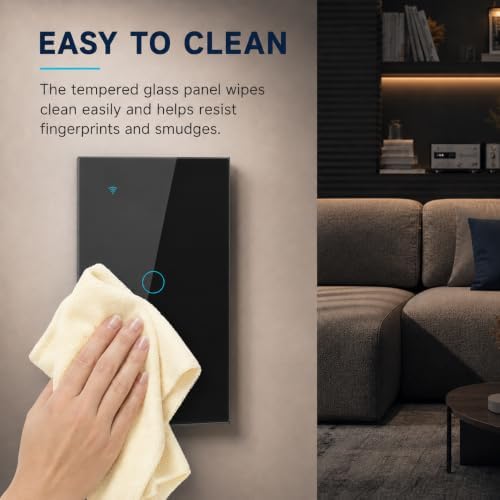 Smart Switch for Light 1 Gang, 2.4GHz Wi-Fi Switch Compatible with Alexa and Google Home,Voice Control, Remote Control, Timer & Schedule UL Certified, No Hub Required