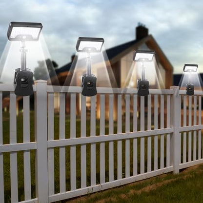 Clip On Solar Motion Lights Outdoor,360°Rotatable Fence Lights(4Pack,6000K)