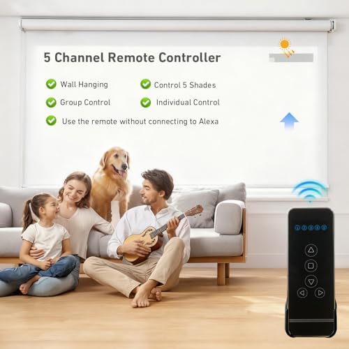 5-Channel Blind Remote Controller, Black - Replacement for Motorized Roller Shades, Window Blinds & Shades -Compatible with Rollerhouses ERB22/ERB25/EY1612/EY2512 Motors