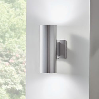 Kichler Cylinders 12" 2-Light Cylinder Outdoor Wall Sconce in Brushed Aluminum, (12" H x 4.75" W), 9244BA