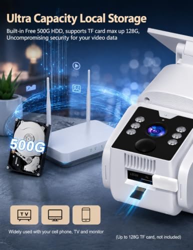 Security Cameras Wireless Outdoor,Home Security Camera System,500GB HDD