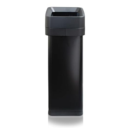 Clorox 13 Gallon Trash Can - 50L Slim Open Top Garbage Bin for Commercial Spaces, Kitchen, Office - Narrow Rectangular Black Stainless Steel Body with Hinged Rim Protection