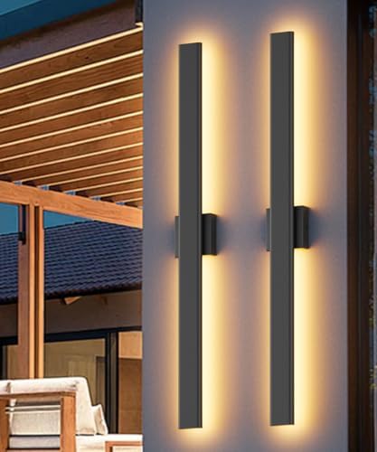 Aipsun 47.2" LED Outdoor Wall Light, Modern Black Exterior Lighting Fixture
