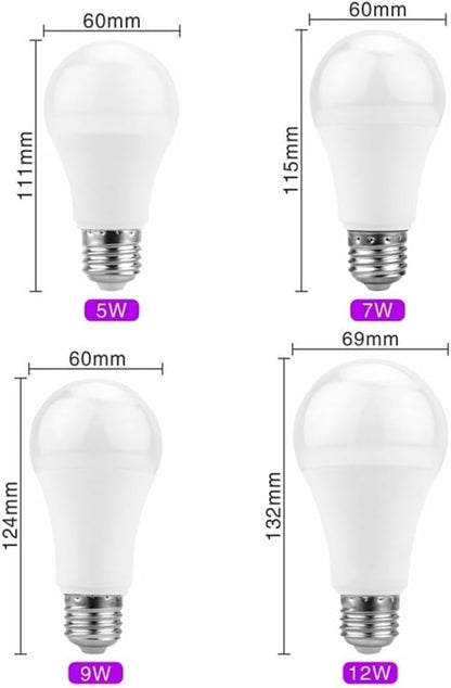 YSJX Lights, Pack of 1, LED Dusk to Dawn Bulb, AC85-265V 5W/7W/9W/12W E27 Outdoor Sensor Day/Night Light, Auto ON/Off Smart Lamps, Household Bulbs(5W)