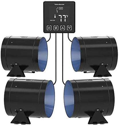 TerraBloom Programmable Thermostat Speed Controller with Temperature Probe for ECMF Series Fans