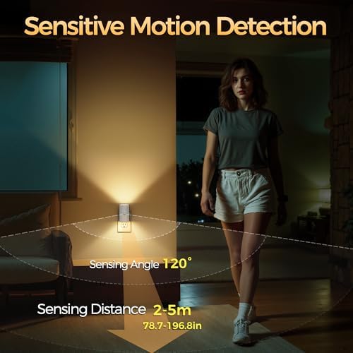 Briignite Motion Sensor Night Light, Motion Activated Plug in Night Lights