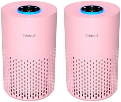 2 Pack Cobectal Air Purifiers for Home Bedroom with 3-in-1 Filter, Pink