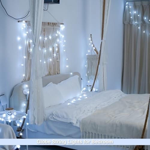 JMEXSUSS 33FT 100 LED Globe White String Lights Battery Operated