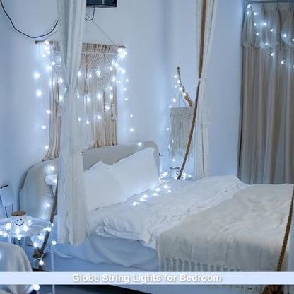 JMEXSUSS 33FT 100 LED Globe White String Lights Battery Operated
