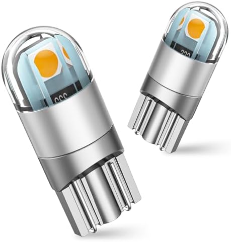 SEALIGHT 194 LED Bulb 2700K Amber, License Plate Light, Dome Light, T10 168 2825 W5W 3030 Bright Chips Wedge for Replacement Light Bulb, Map Trunk Door Courtesy Dash LED Light Bulb,Pack of 2