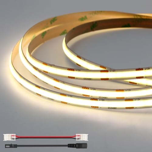 VST 16.4ft COB LED Strip Lights Natural White 4000K, 12V Dimmable LED Tape Light, 48w, 2400 LEDs, Ra 93+, IP30, Lighting for Kitchen, Cabinets, UL Listed (Power Source Not Included)