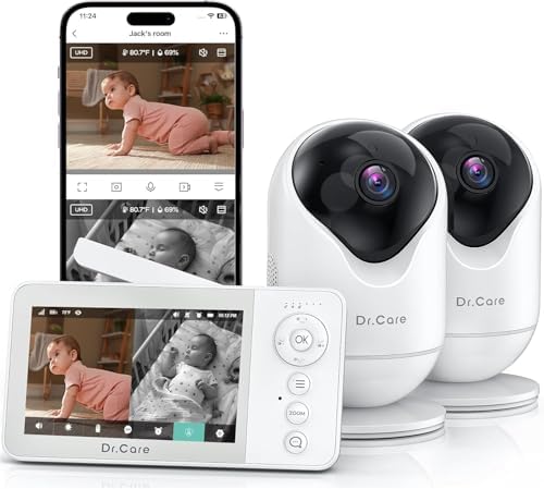 Dr.Care VistaView Lite RB Smart WiFi Baby Monitor with 2 Cameras, 4” 720P