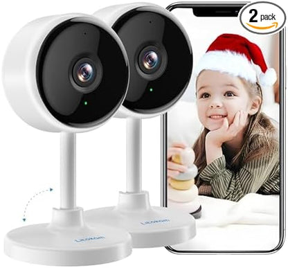litokam Indoor Cameras for Home Security with Night Vision, Pet Camera with Phone App, WiFi Home Security Camara, Baby Monitor Compatible with Alexa, Motion Detection, 2-Way Audio, 2 Pack, 1080P