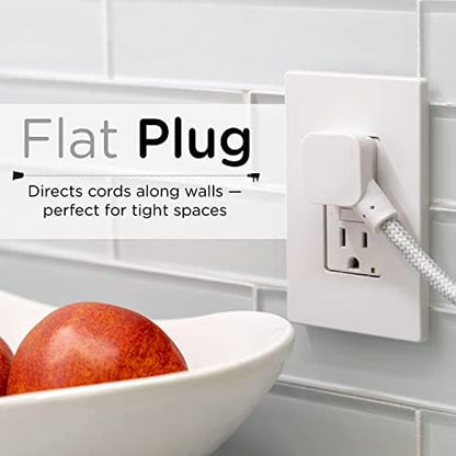 Cordinate Mini 3-Outlet Power Strip, 18 in Braided Extension Cord