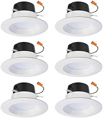HALO 4 inch Recessed LED Can Light – Retrofit Ceiling & Shower Downlight – 3000K -Baffle White Trim (6 Pack)