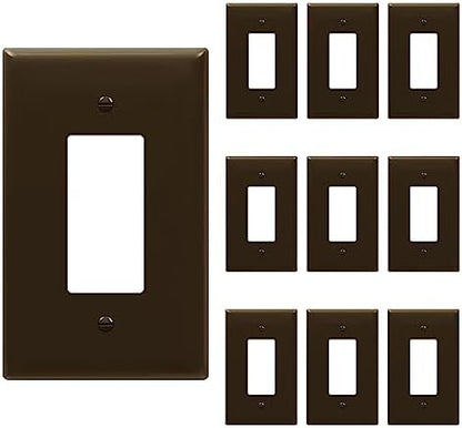 ENERLITES 1-Gang Brown Oversize Decorator Switch Outlet Wall Plate, 10 Pack