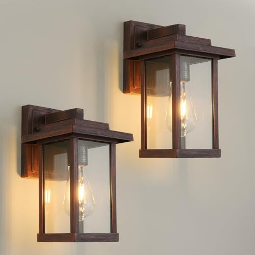Outdoor Wall Sconce, Brown Outside Porch Light Fixtures Clear Glass
