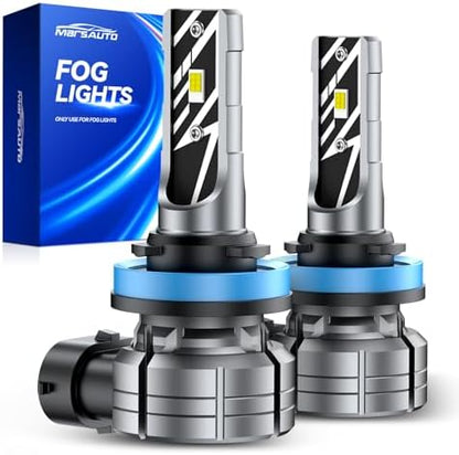 Marsauto H11/H8 LED Fog Light Bulb, 30,000LM 800% Brightness, H11 H16 H8 LED Bulb Fog Lights, 6500K Cool White Non-Polarity, For DRL Use, Tire Light Assemblies (Pack of 2)