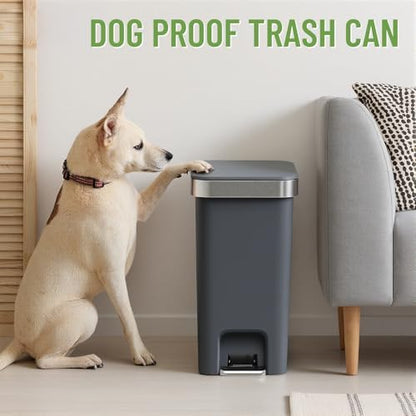 2 Pack Bathroom Trash Can with Lid 2.6 Gallon,Small Step Trash Can