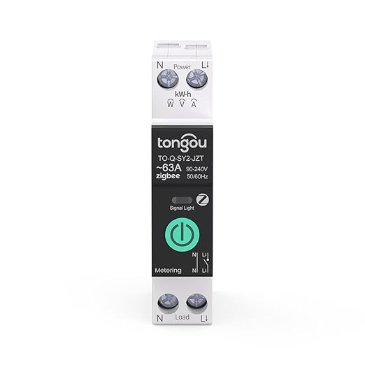 TONGOU Zigbee 3.0 Smart Switch| 1‑63A Adjustable DIN Rail 1P+N| Support Tuya/Smart Life Remote Control| Over-Current Protection| Smart Home Real-time Energy Monitoring| Voice Control| FCC Certified