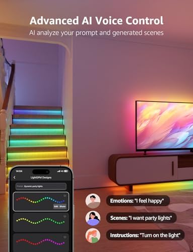 Lepro S2 AI Smart LED Strip Lights 32.8FT RGB+CCT WiFi Bluetooth for Room
