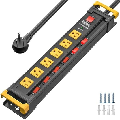 6 Outlet Heavy Duty Surge Protector Power Strip with Individual Switches