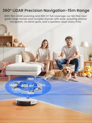 Lefant Robot Vacuum and Mop,75-Day Self-Emptying,6000Pa Powerful Suction,Customized Cleaning,Home Mapping, 140 Min Runtime, 2.4G/5G WiFi/Alexa/APP/iWatch,M2 Plus