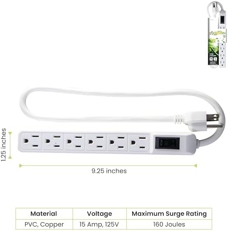 Go Green Power Inc. GG-16103MIN 6 Outlet Mini Surge Protector, White