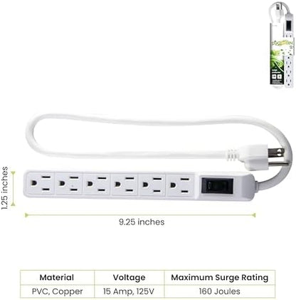 Go Green Power Inc. GG-16103MIN 6 Outlet Mini Surge Protector, White