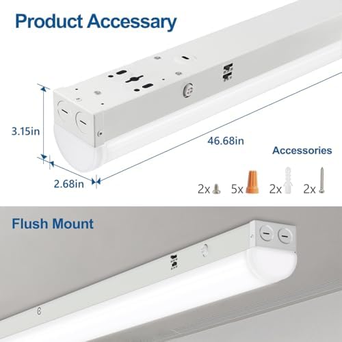 DAKASON 4FT LED Linear Light Fixture 4Pack, 40W/32W/24W, 3500K/4000K/5000K