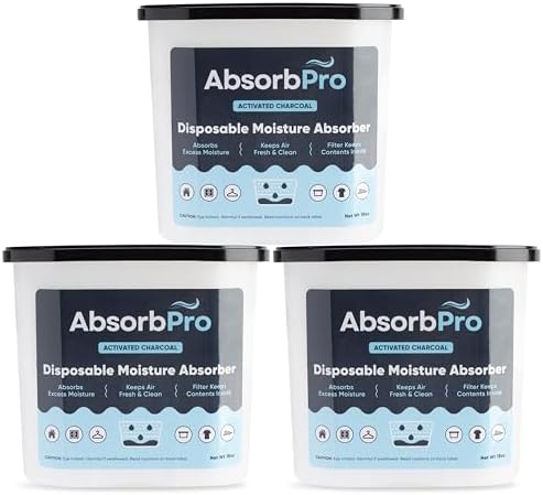 Absorb Pro Charcoal Moisture Absorber Tub 18 oz, 3-Pack