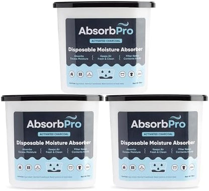Absorb Pro Charcoal Moisture Absorber Tub 18 oz, 3-Pack