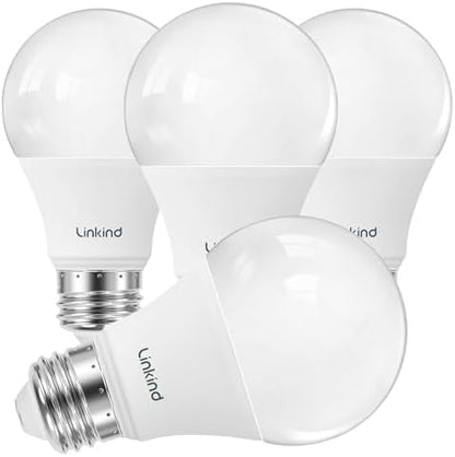 Linkind A19 LED Light Bulbs, 60 Watt Equivalent, 2700K Soft White 4 Packs