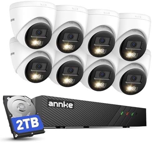 ANNKE 8CH 3K PoE Security Camera System, 8pcs 5MP Outdoor IP Cams, 2TB HDD