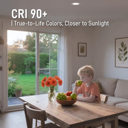 TORCHSTAR 12-Pack 5CCT 4 Inch Ultra-Thin LED Recessed Light, CRI90 9W