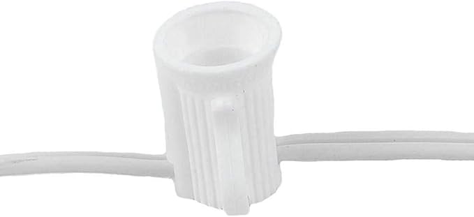 Novelty Lights 25 Foot C7 LED Outdoor Lighting Patio Christmas String Lights, Warm White, White Wire, 25 Bulbs