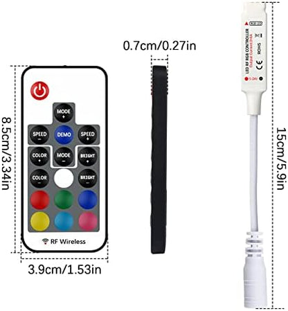 RF Wireless Remote LED Controller, 17-Key RGB LED Controller, DC 5V-24V