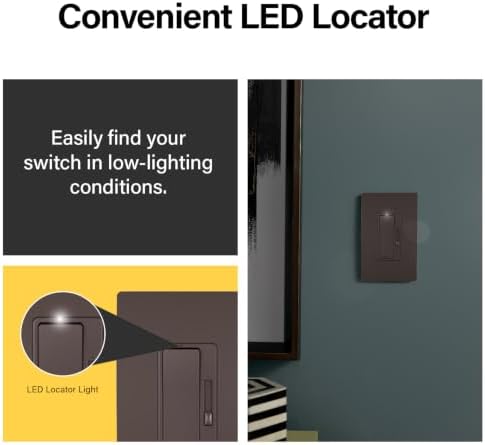 Legrand Radiant 450W LED Dimmer Light Switch 3-Way Rocker Dark Bronze 1Pack