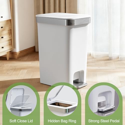 2 Pack Bathroom Trash Can with Lid 2.6 Gallon,Step Pedal Small Basket