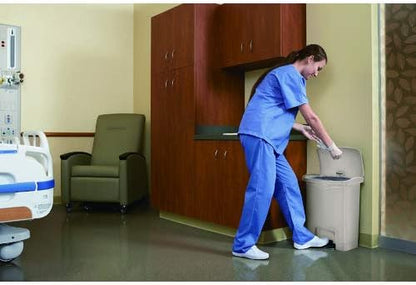 Rubbermaid Commercial Products Streamline Slim Step-On Plastic Trash Can, 13 Gallon, White, Hands-Free Garbage Can for Medical Waste in Hospitals/Lab/Emergency/Patient Rooms