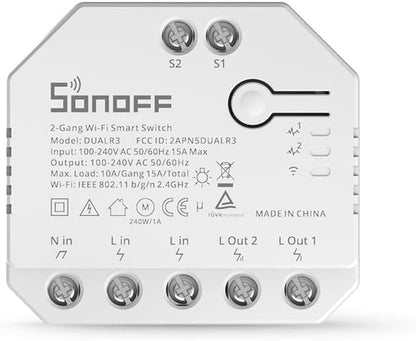 SONOFF WiFi Smart Curtain Switch with Power Metering TUV Certified, DUALR3 Dual Relay DIY Curtain, Blinds, Roller Shutter,Two Way Smart Switch,Compatible with Alexa&Google Home(1 Pack)